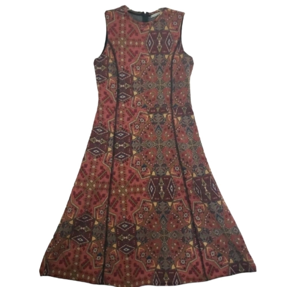 Zara Trafaluc Fall Winter Collection ~Size M~Red/Blue Geometric Print Dress.